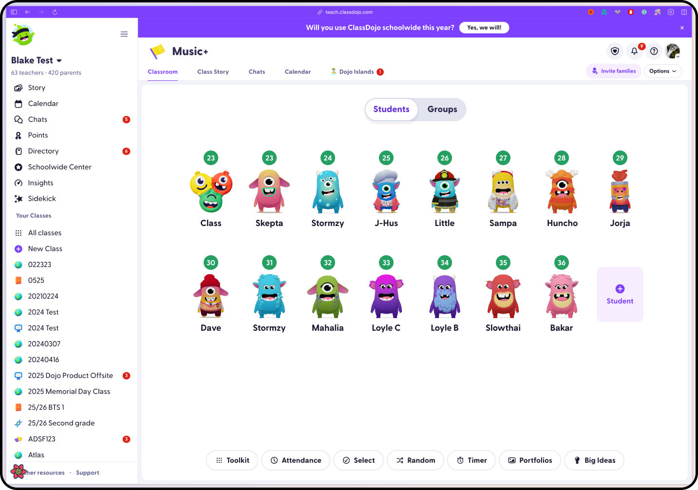 Student grid web interface
