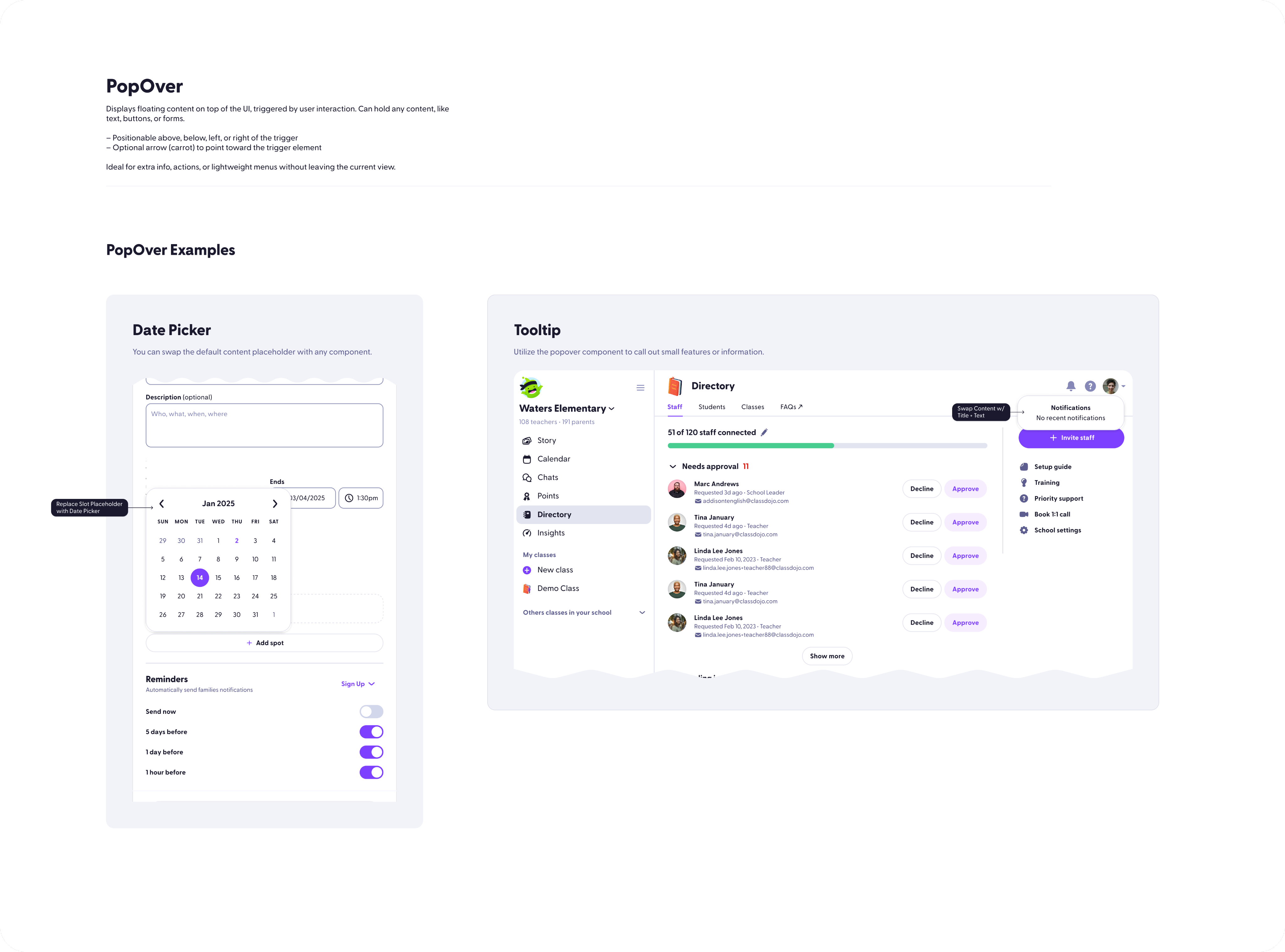 DDS v1 menu and product component examples