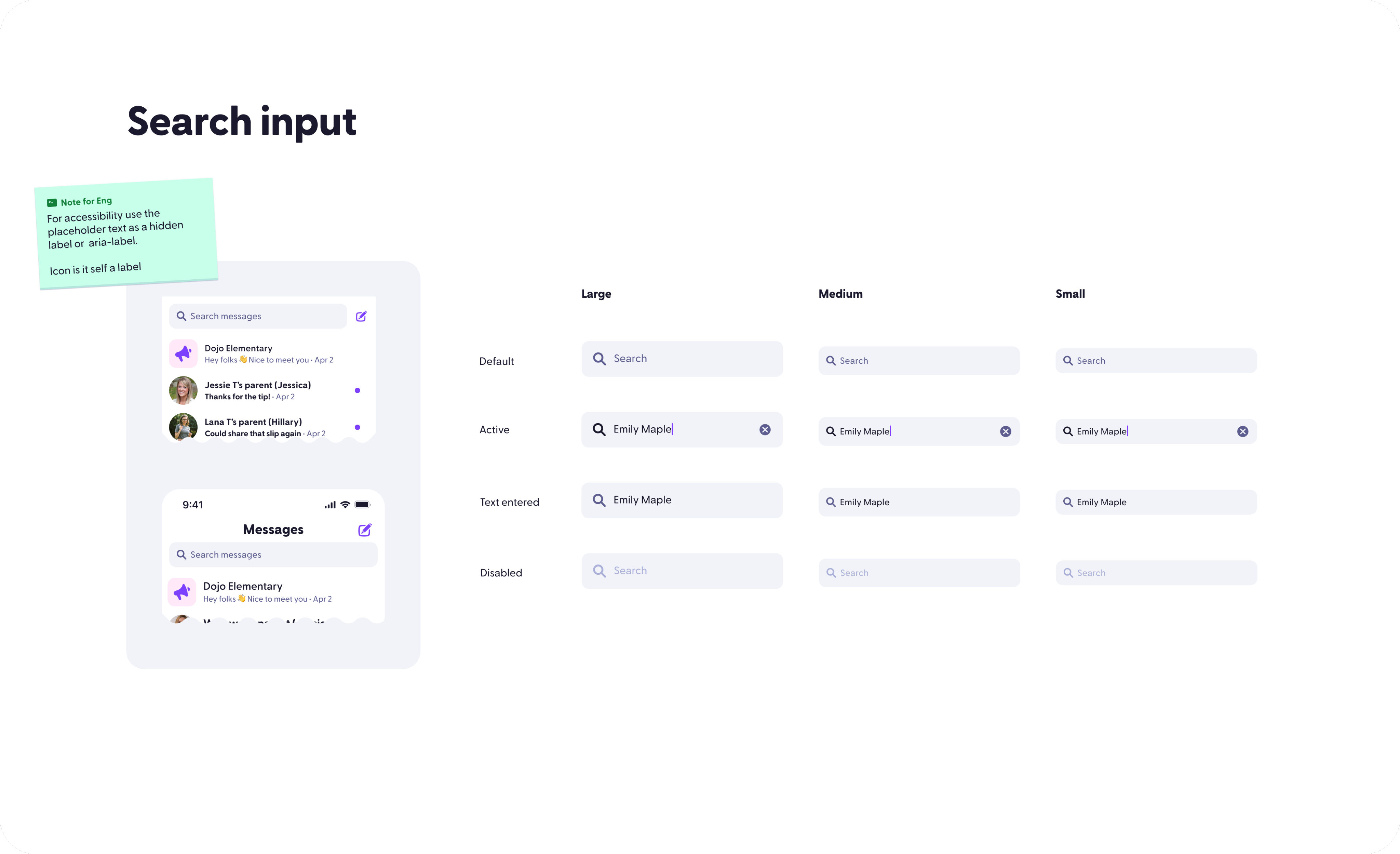 DDS v1 search input component examples