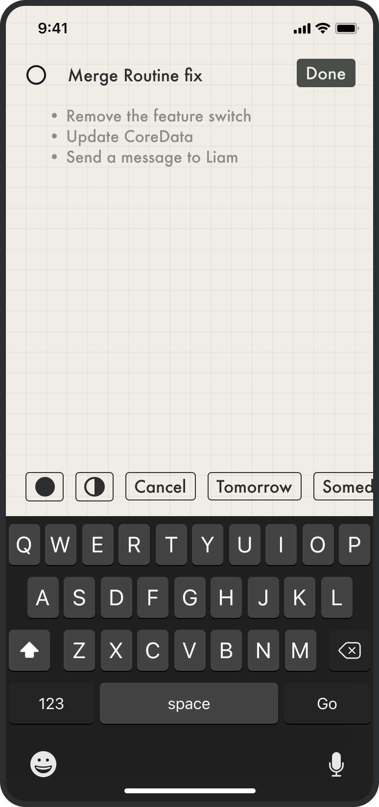 Field Tasks task detail iOS screen
