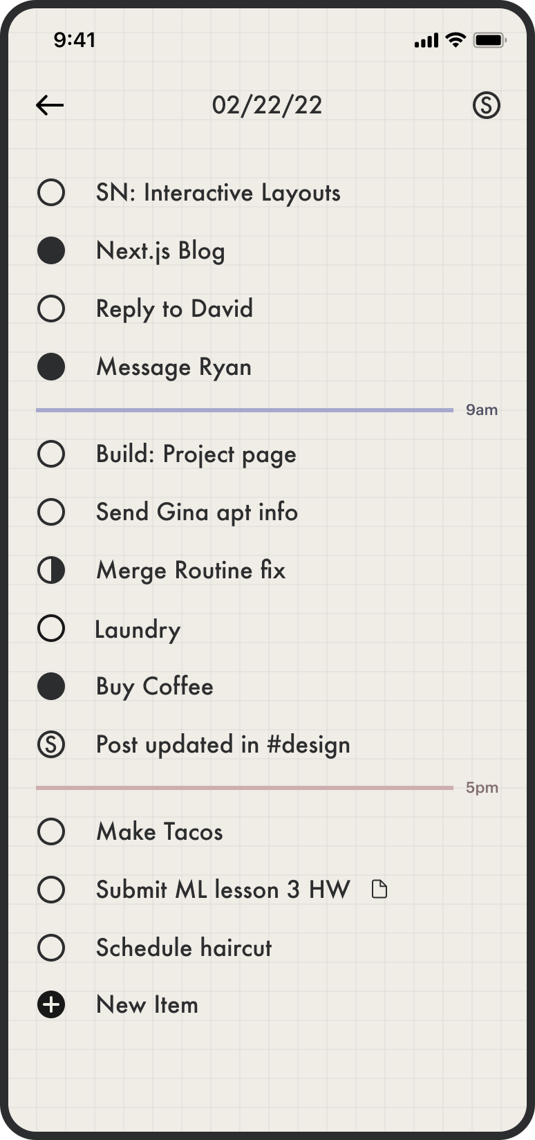 Field Tasks daily task list iOS screen