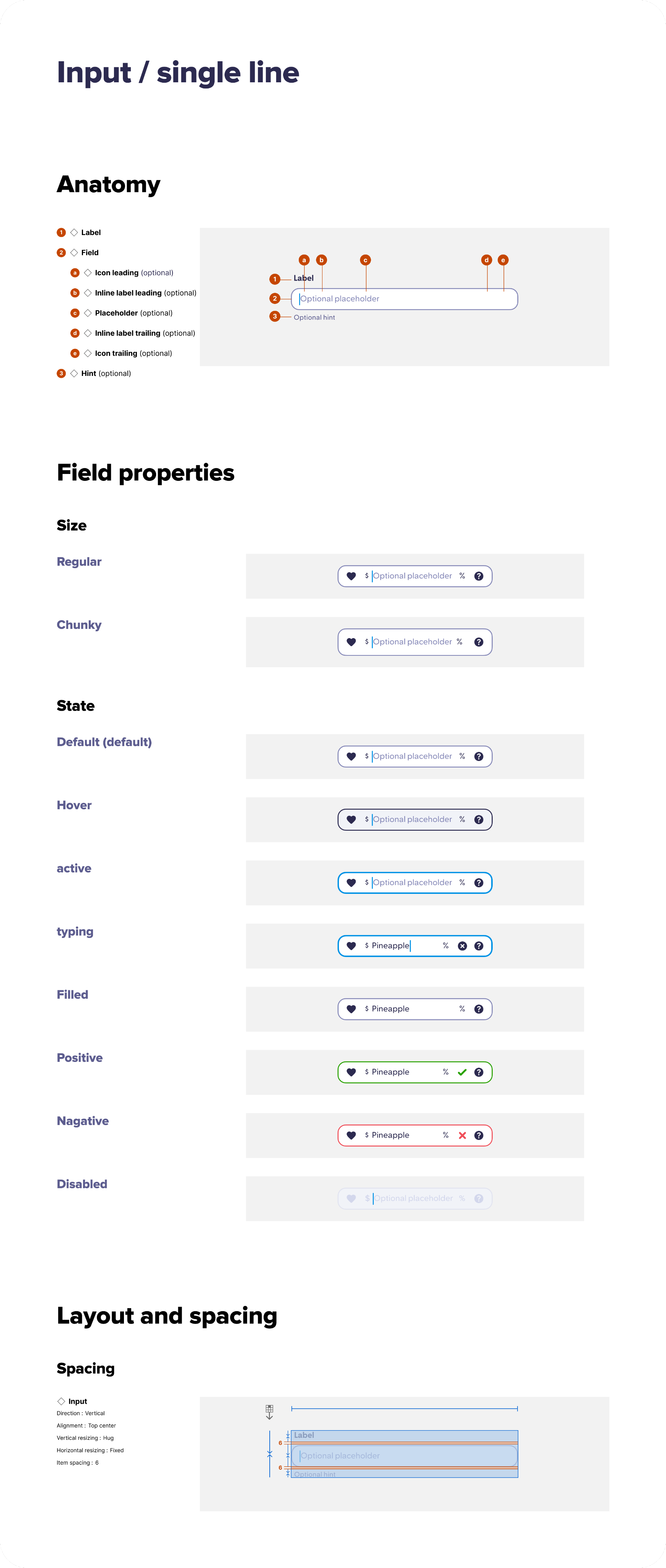 Nessie input component states and properties