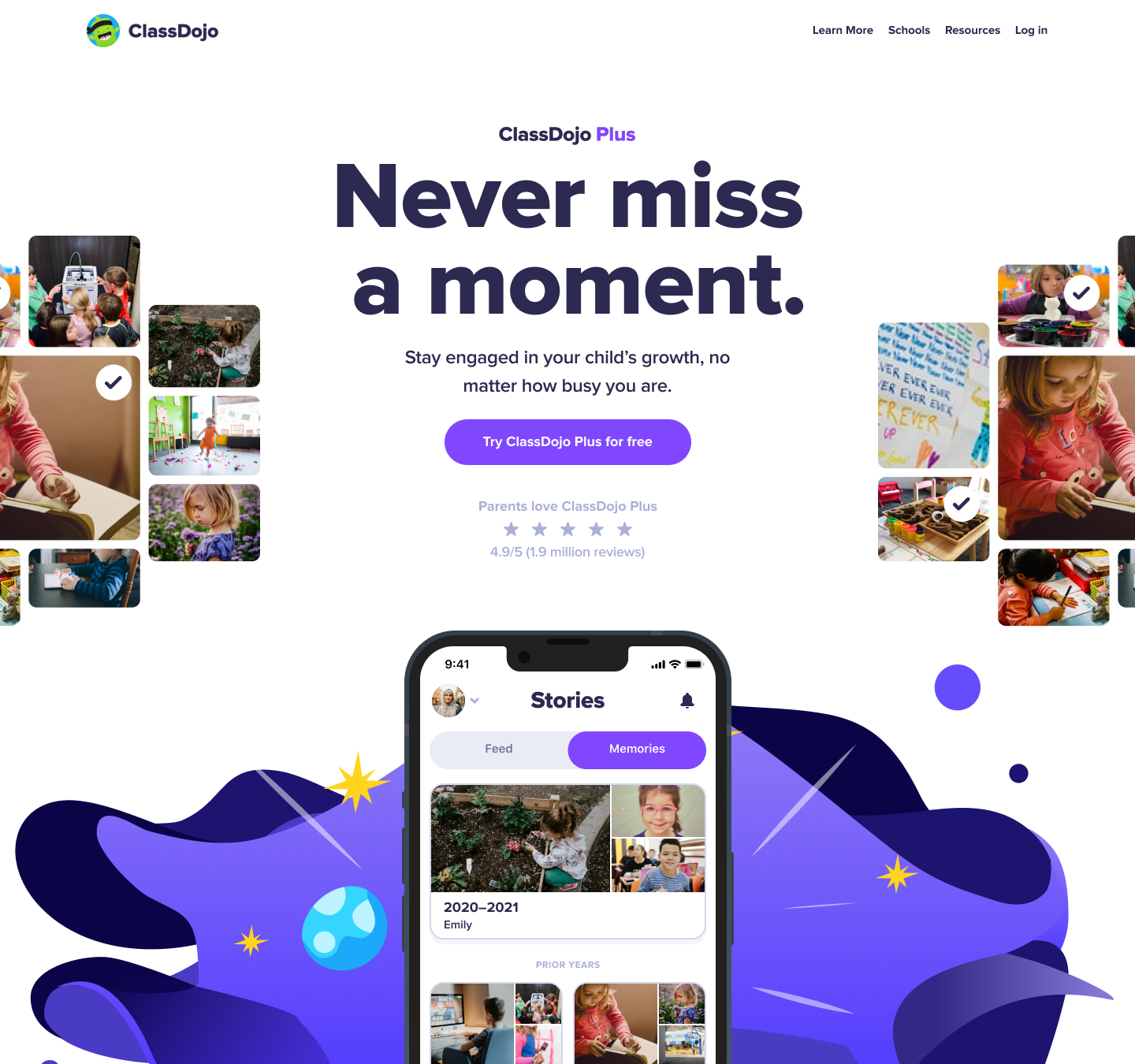 ClassDojo Plus website hero screenshot