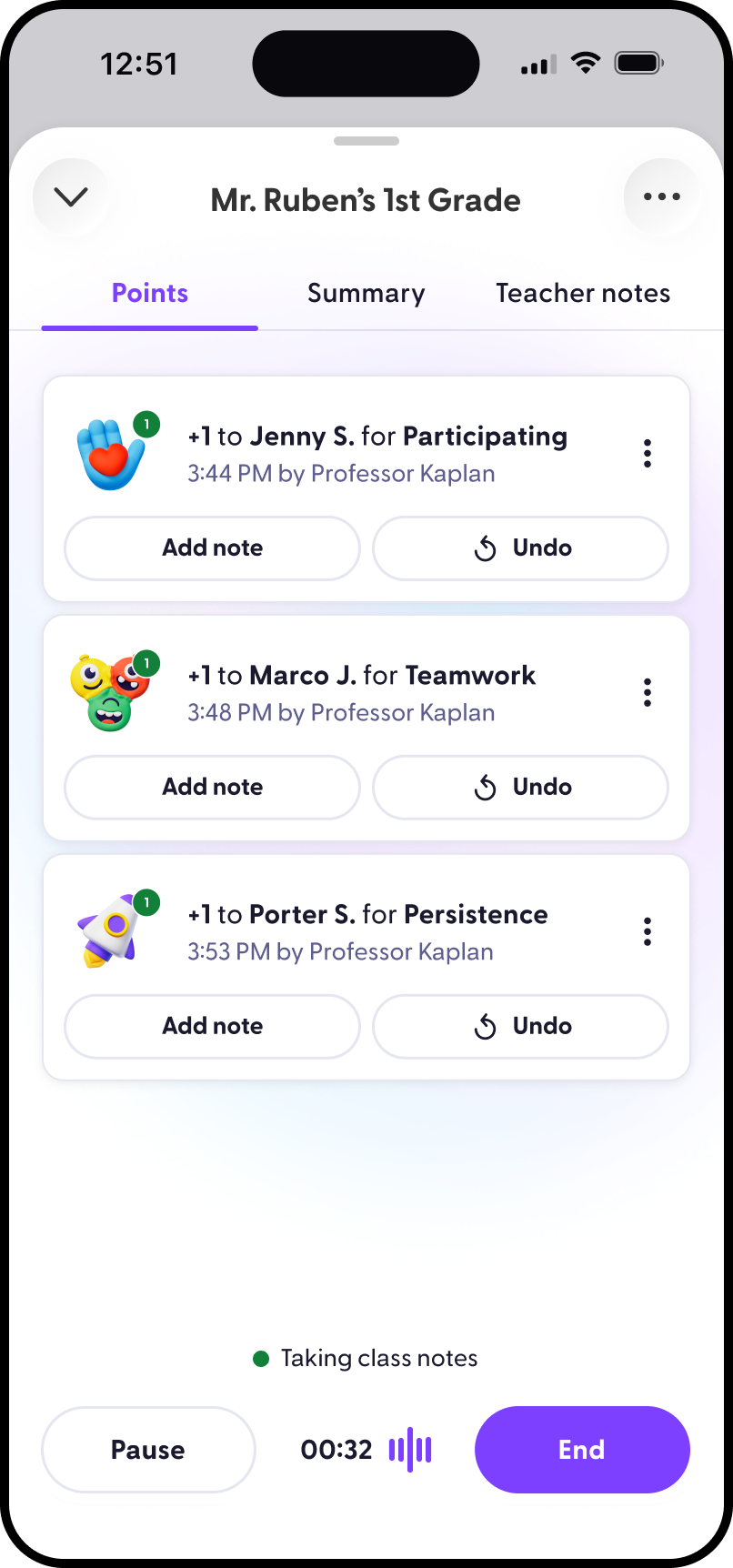 Sidekick live point confirmation phone screen